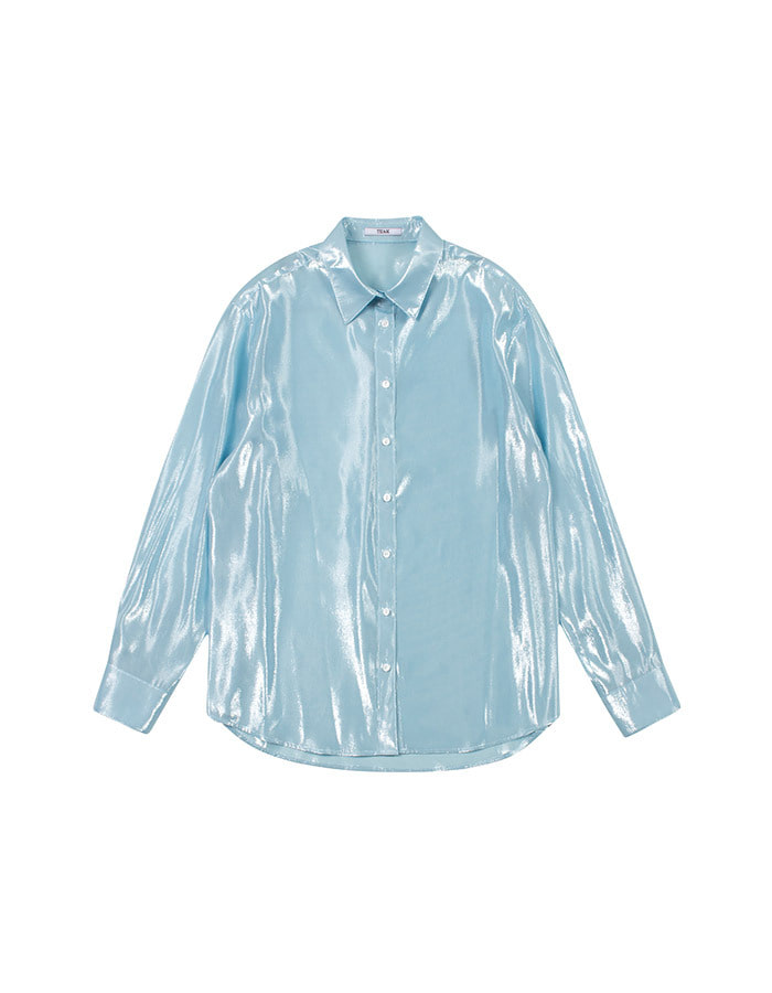 teak) sky blue silk blouse