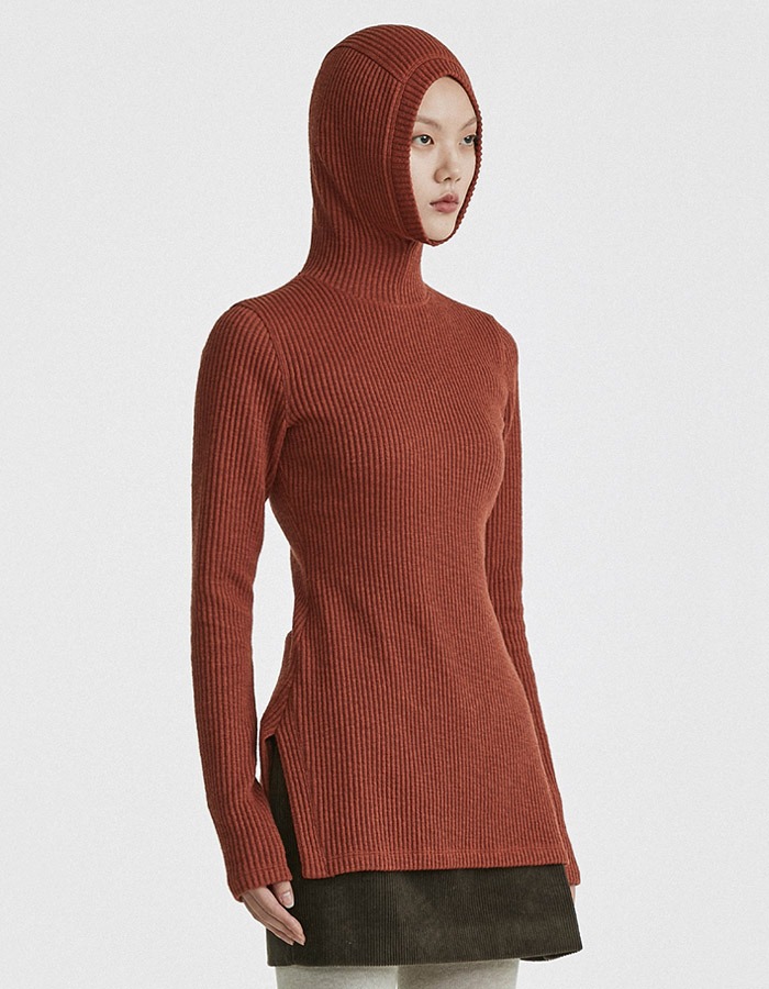 PEINTURE) 21AW Balaclava hooded knit _ Rust