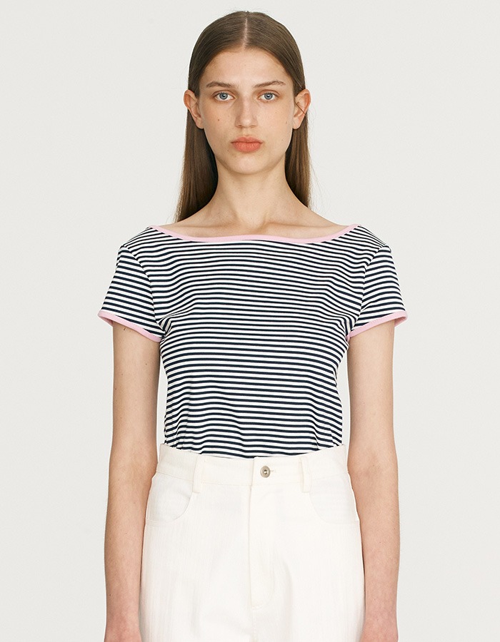 LENUEE) Julie scoop-neck stripe t-shirt (Dark navy) 7/4 예약배송
