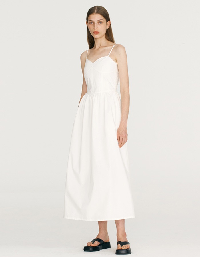 LENUEE) Lily shirring dress (White)