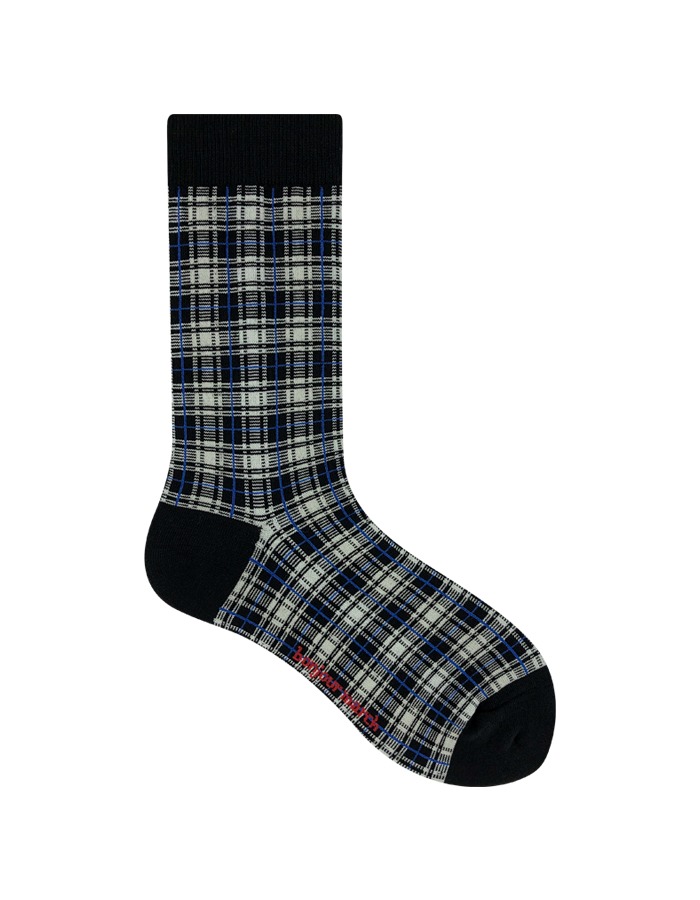 Bonjour March) tartan check socks_black