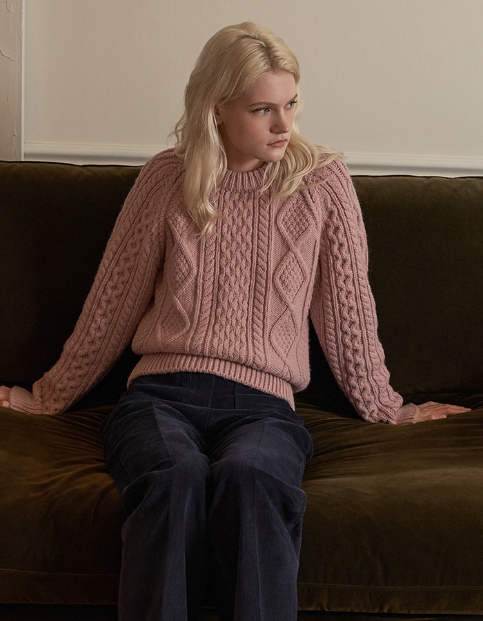FLUID) Wool Blend Cable Knit (Pink) 3차 재입고