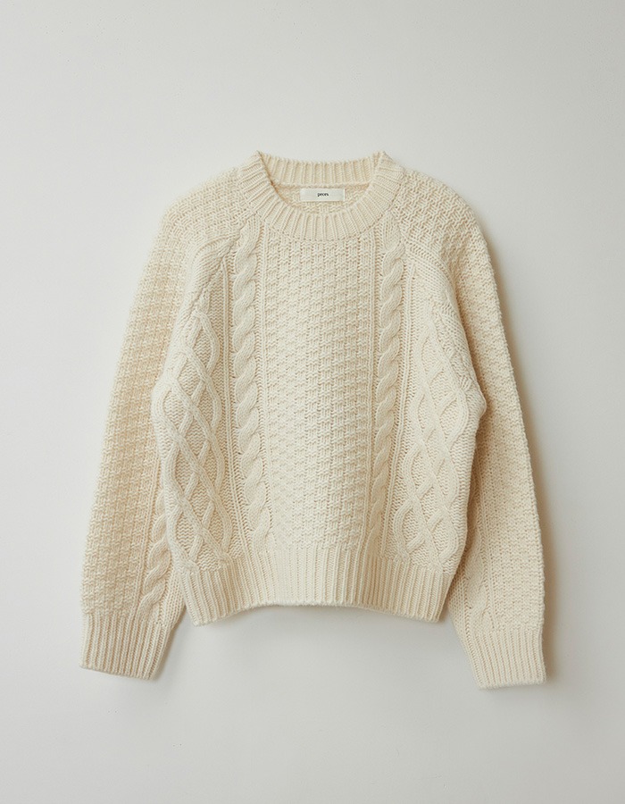 peces) Cable Wool Knit (Ivory)