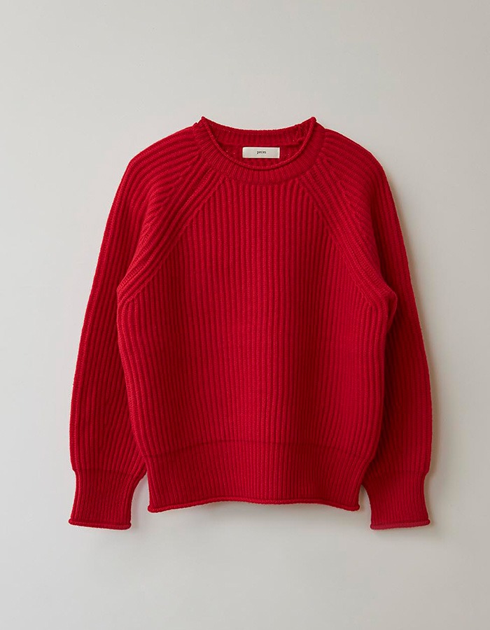 peces) Full Cardigan Stitch Knit (Red)