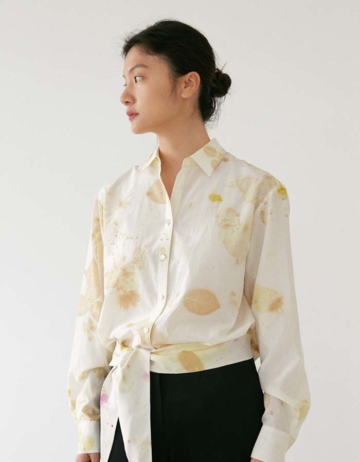 teak) eco-printing silk blend blouse