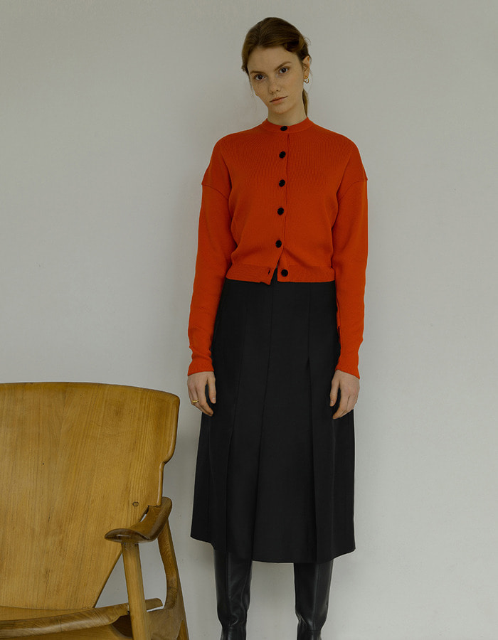 LENUEE) Wool pleated skirt (Black)
