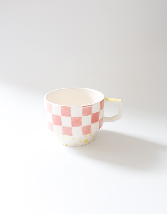 blue hour) 핑크 체커보드 컵