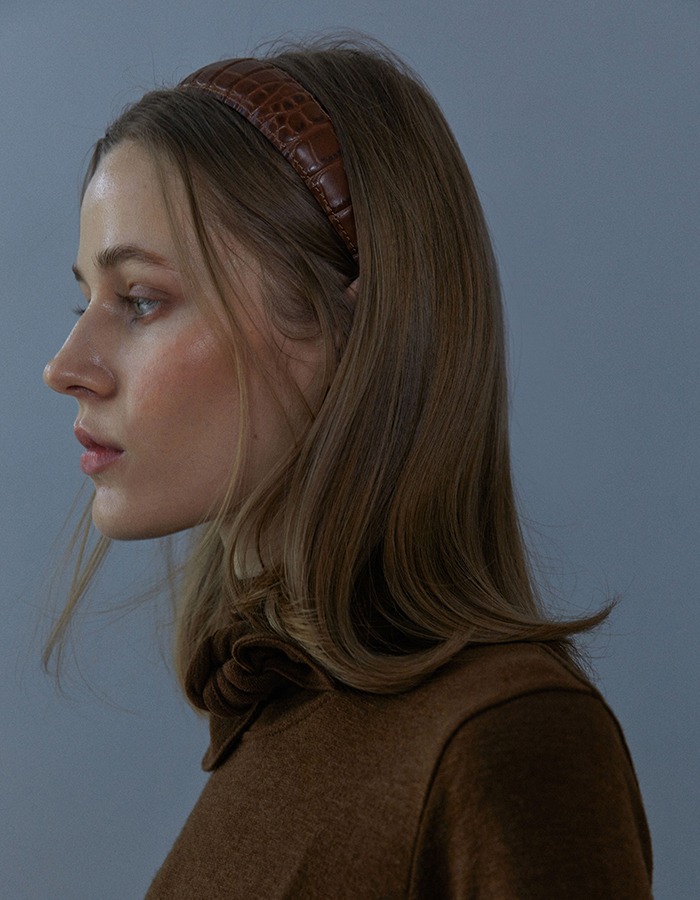 lenuee) Sienne Leather headband (Brown)