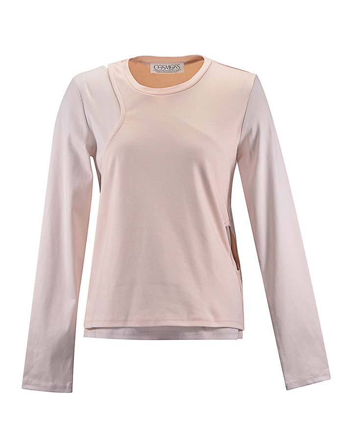 cosmoss) flexible line cotton t-shirt_light pink