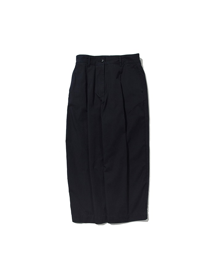 SOFTUR) PLEATED WIDE PANTS_NAVY