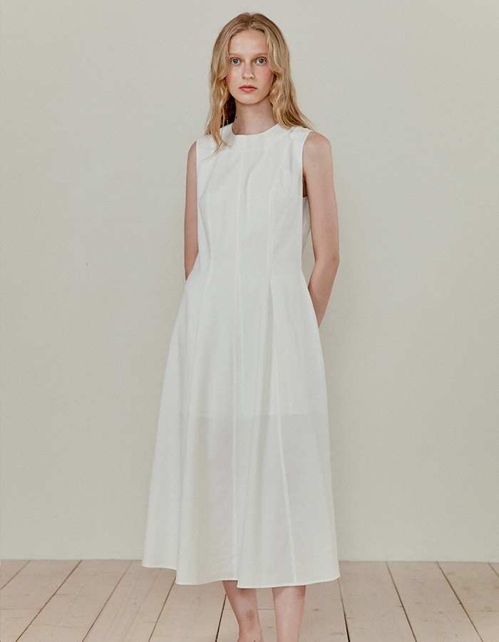 lenuee) Seersucker lining dress (White)