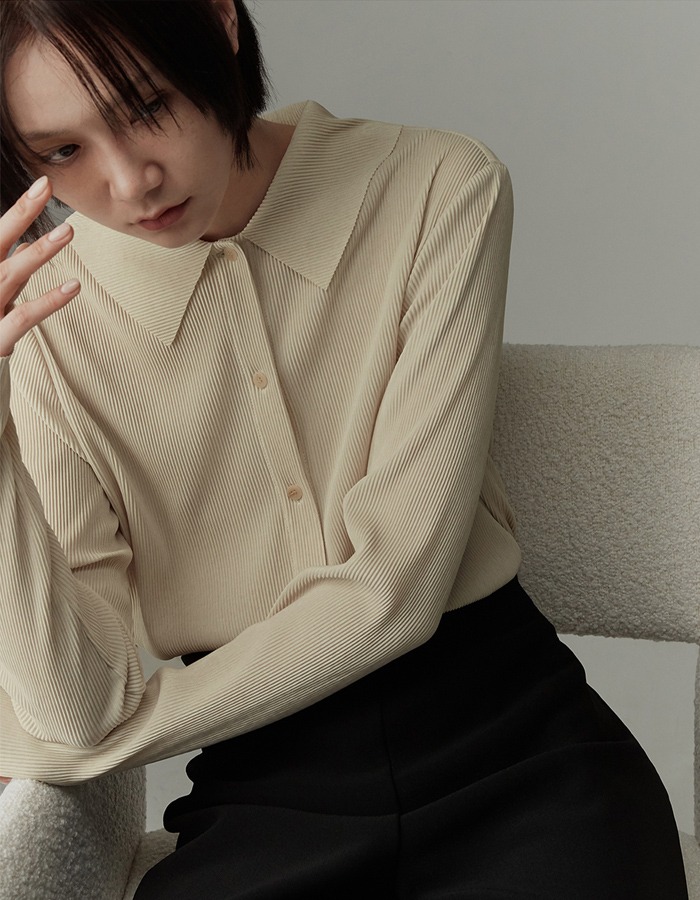 re rhee) WIDE COLLAR PLEATED BLOUSE BE 5차 재입고