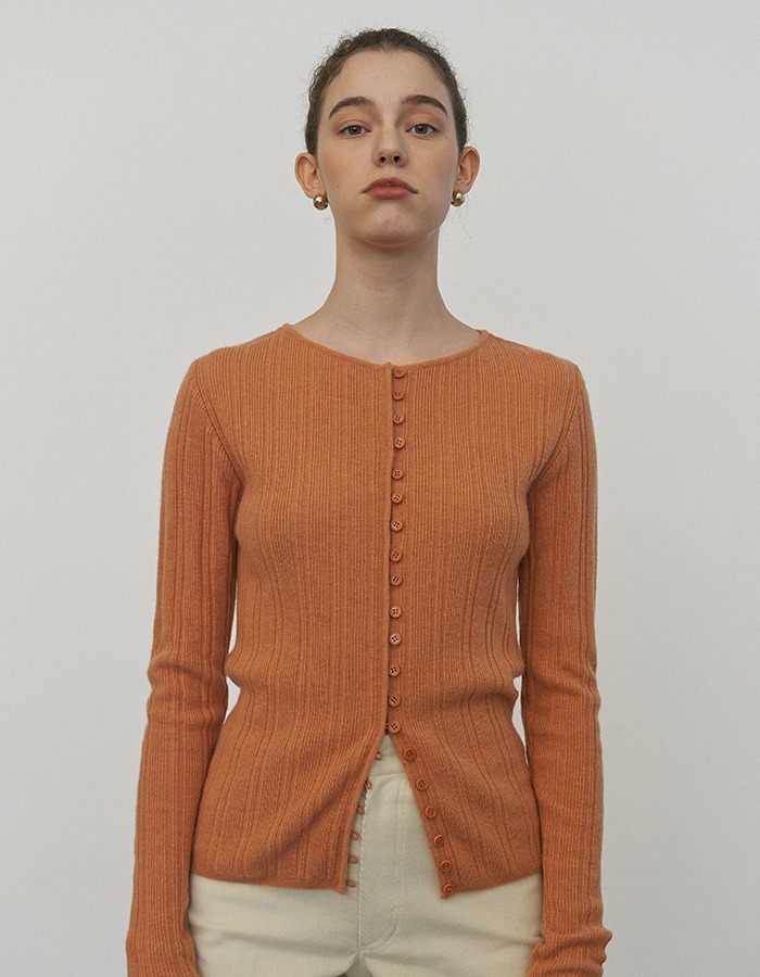 LENUEE) Annie button knit top (Orange)