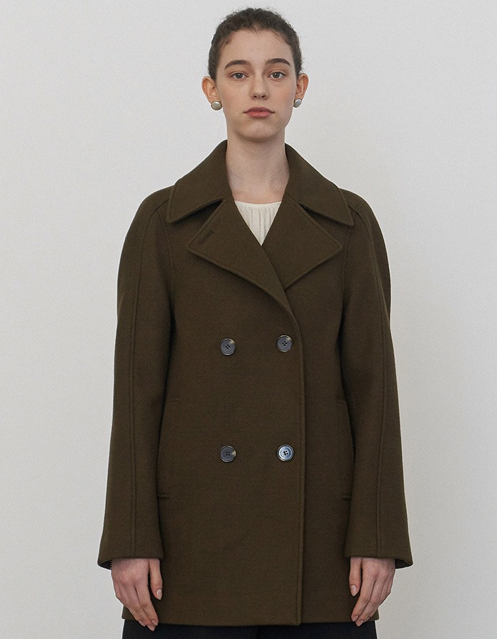 LENUEE) Wool raglan half coat (Khaki brown)