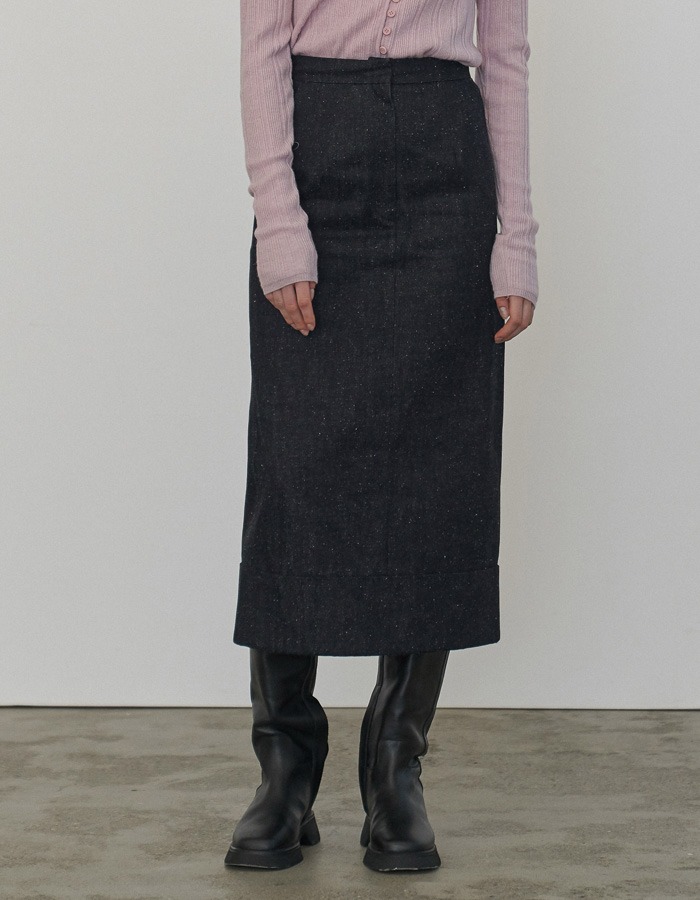 LENUEE) Nina H-line denim skirt (Dark navy)