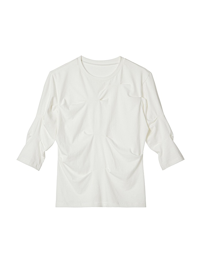 PEINTURE) 21PF Cotton Ruched T-shirt _ White