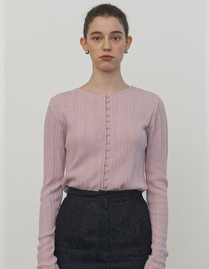 LENUEE) Annie button knit top (Lavender)