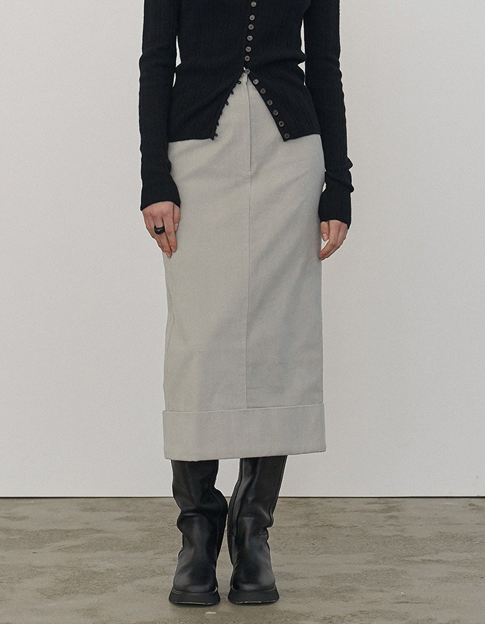 LENUEE) Nina H-line coduroy skirt (Light grey)