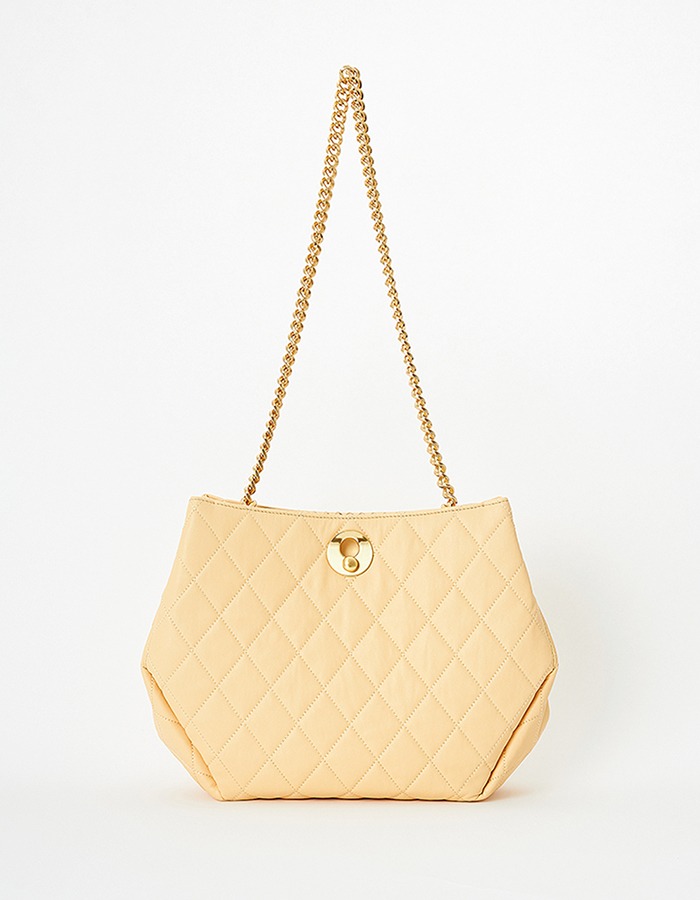 kroei) QUILTED CHAIN BAG _ YELLOW