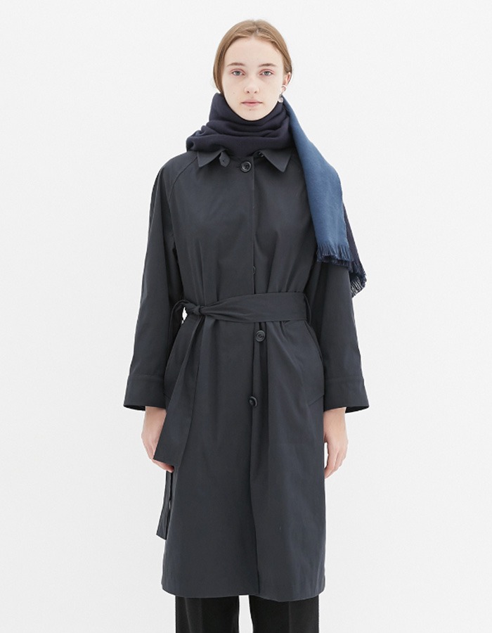cosmoss) Belted point trench coat (Charcoal)