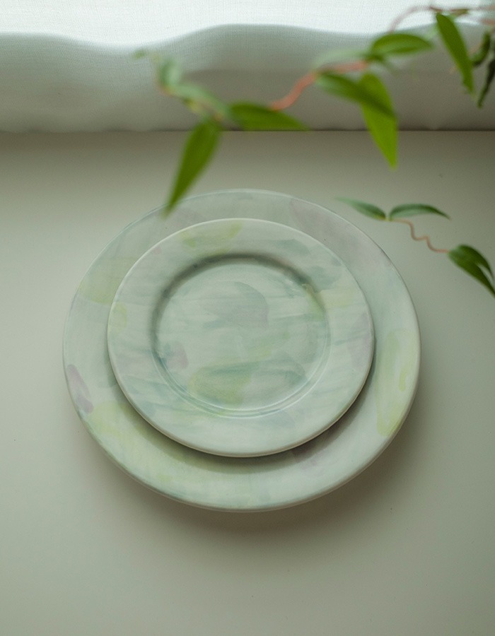 Saie Pottery) green scent plate (2 Size) 3차 재입고