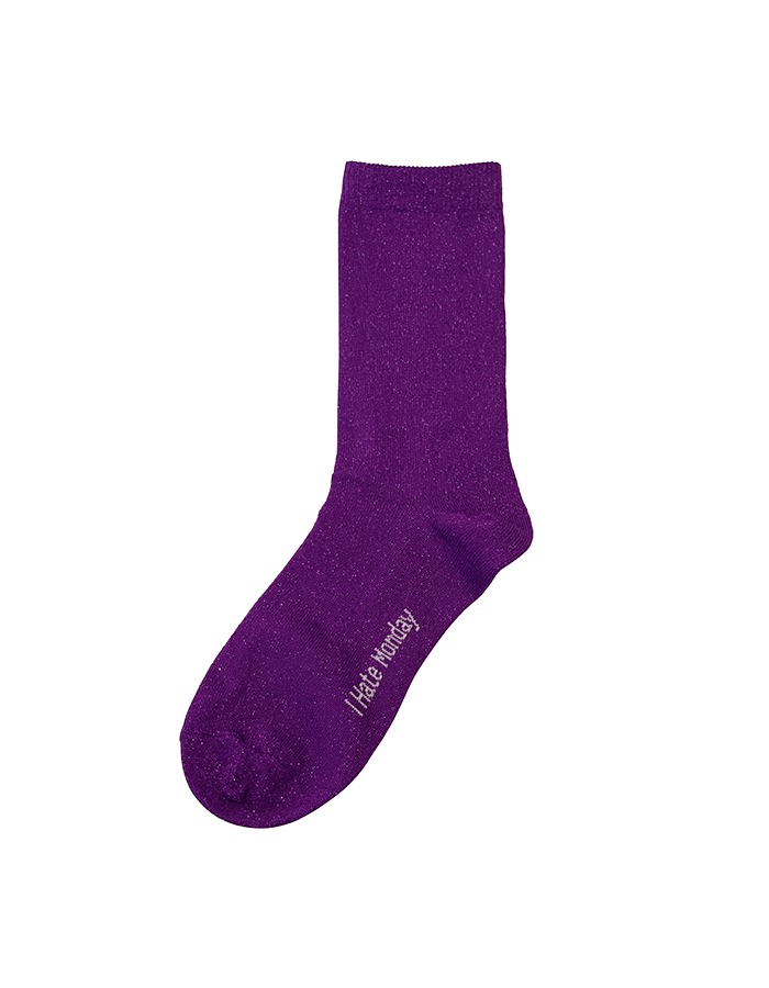 I HATE MONDAY) Glitter Socks _ Purple