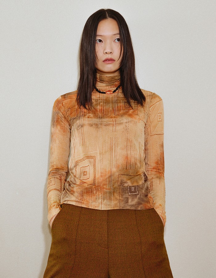 COSMOSS) Glitter Painting T-shirt (Vintage Brown) 2차 재입고