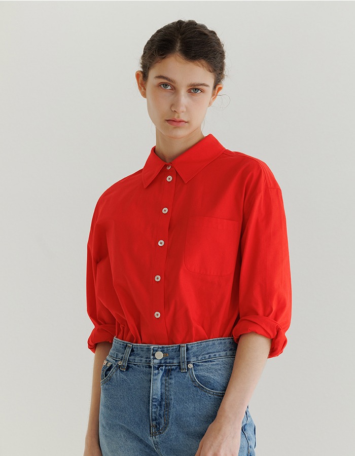 LENUEE) Catharine classic oxford shirt _ Red (쇼룸 판매 전용)