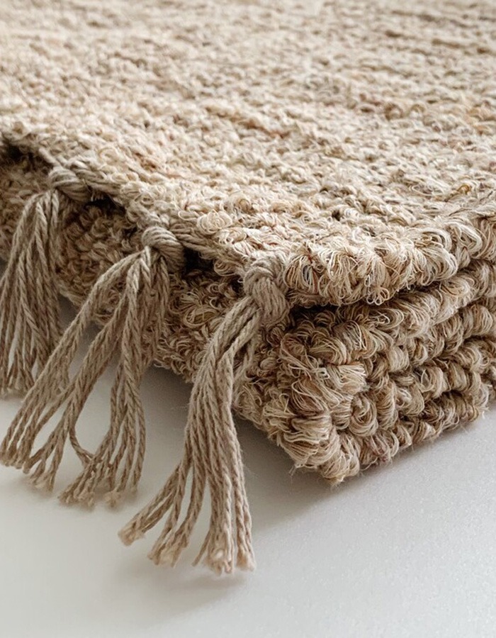lapalma) Handwoven portugal light brown rug (L)