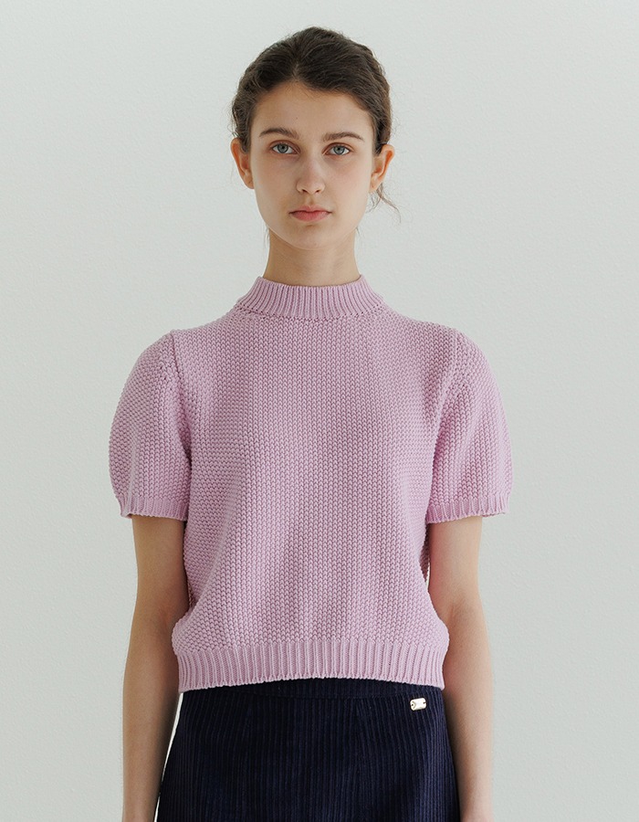 LENUEE) Crochet half-neck knit top _ Pink lavender (쇼룸 판매 전용)