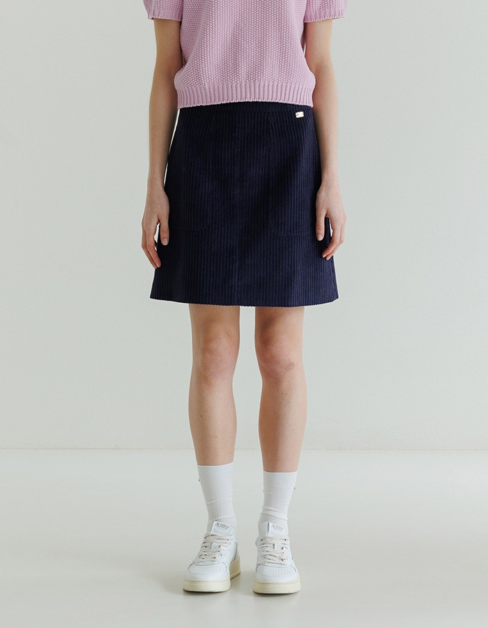 LENUEE) Daisy pocket mini skirt _ Deep Navy (쇼룸 판매 전용)