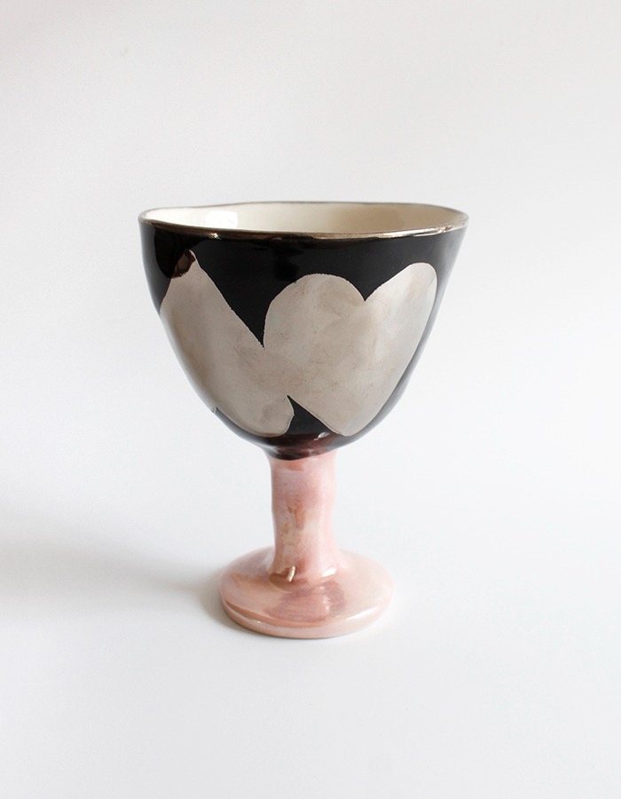 Nightfruiti) Black pink heart bowl ( platinium, pearl)