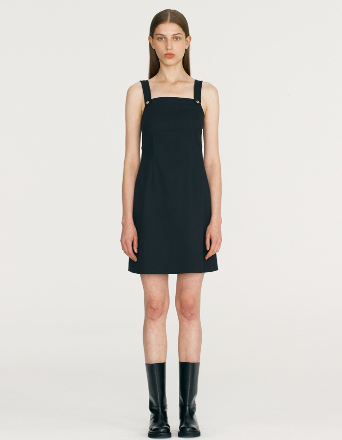 LENUEE) Button pointed mini dress _ Black (쇼룸 판매 전용)