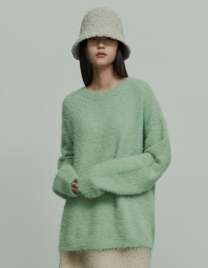 RE RHEE) RELAXED FIT KNITTED TOP BUTTER GREEN (10월 11일 순차배송)