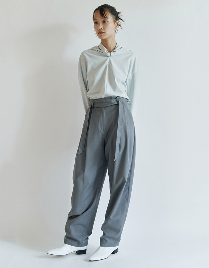 Osthe) WOOL BELTED PINTUCK PANTS _ BLUE GREY 3차 재입고