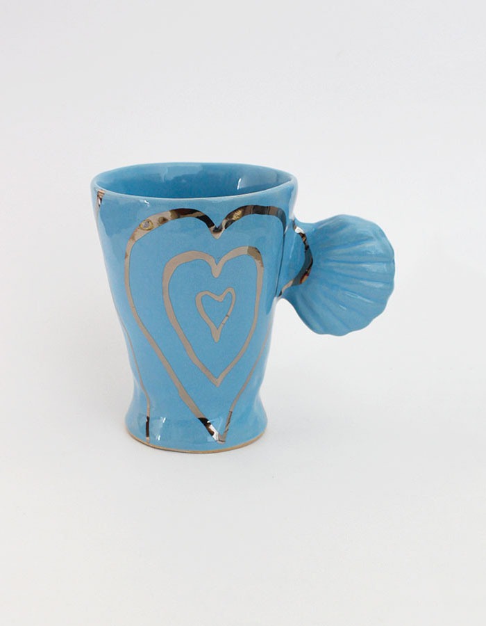 Nightfruiti) SILVER HEART BLUE SHELL CUP