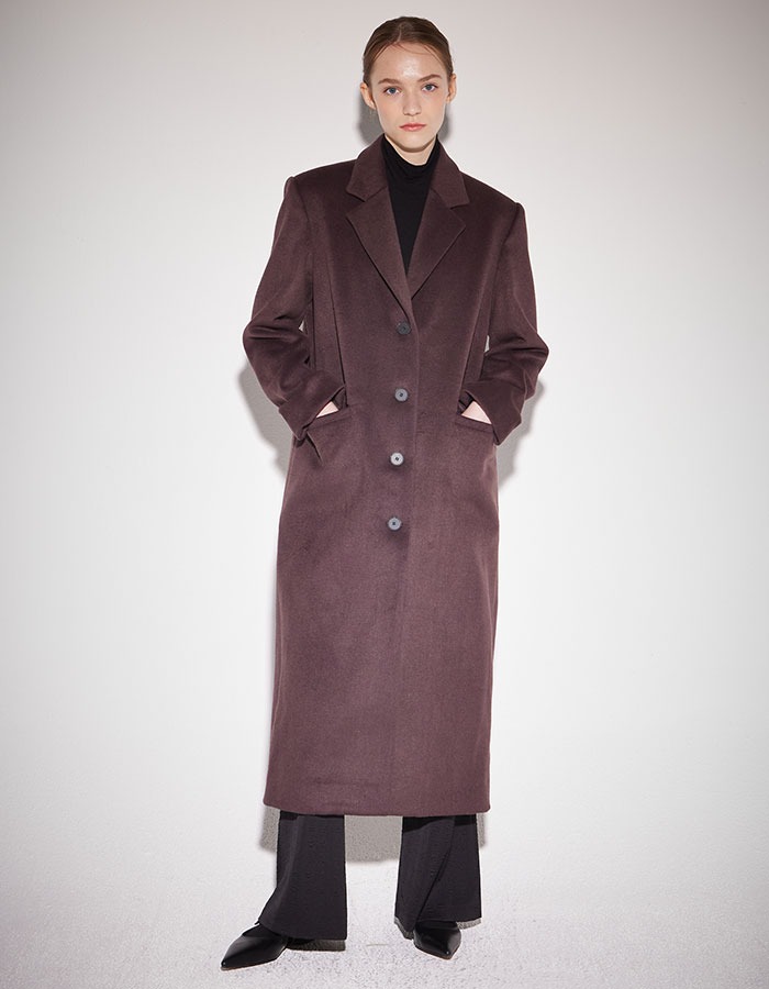 b slash b) Single breasted tailored coat (Brown)