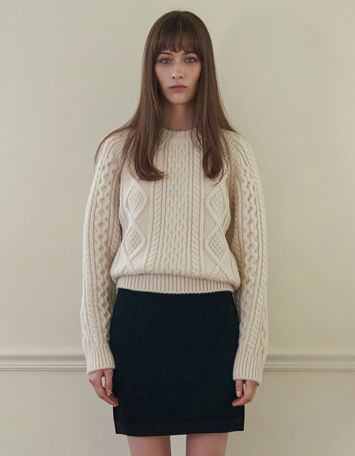 FLUID) Wool Blend Cable Knit (Ivory) 5차 재입고