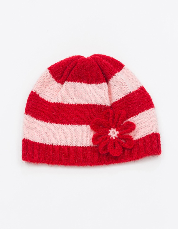BOCBOK) CORSAGE BEANIE (RED&amp;PINK) 2차 재입고