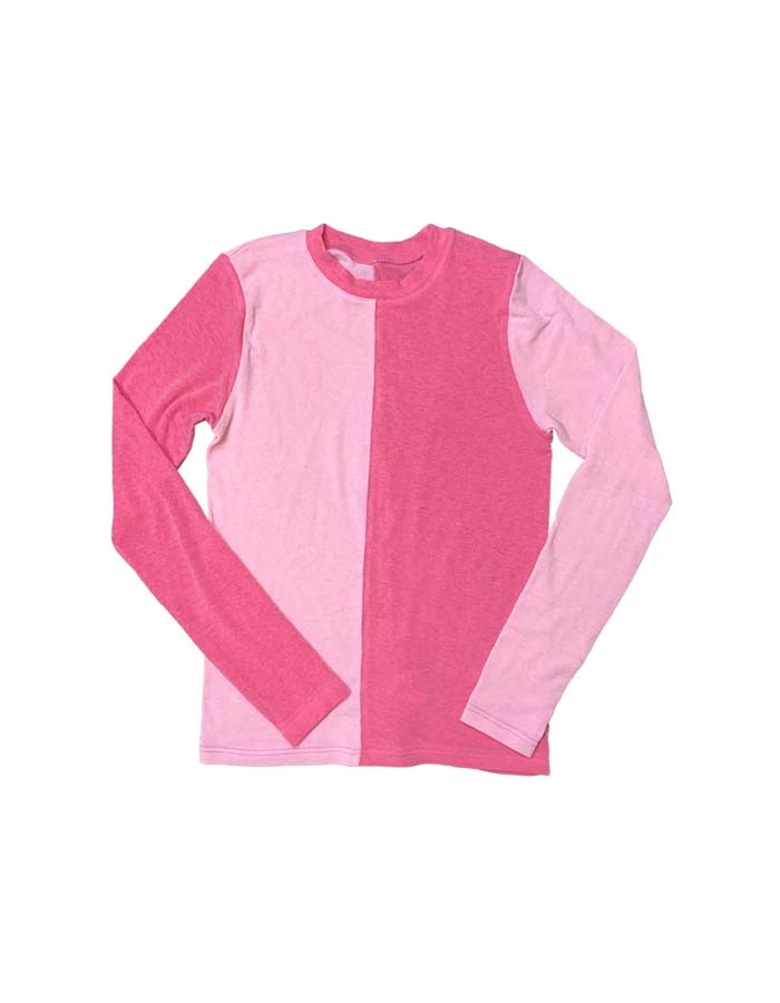 AOY) HALF COLOR SLIM T-SHIRTS IN PINK 2차 재입고