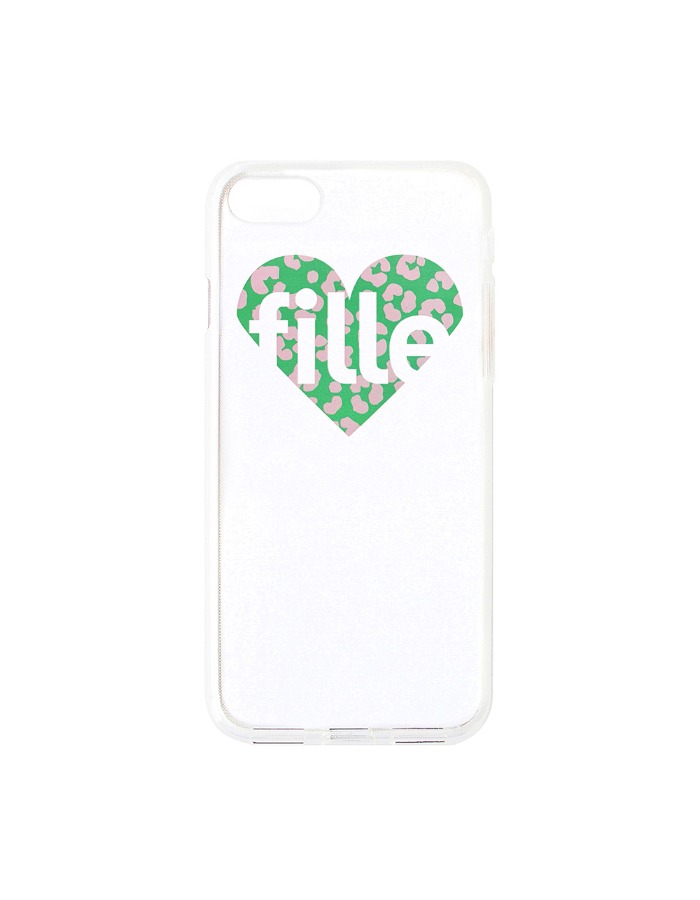 fille) 젤하드 Leopard Heart iPhone Case - Pink &amp; Green 재입고