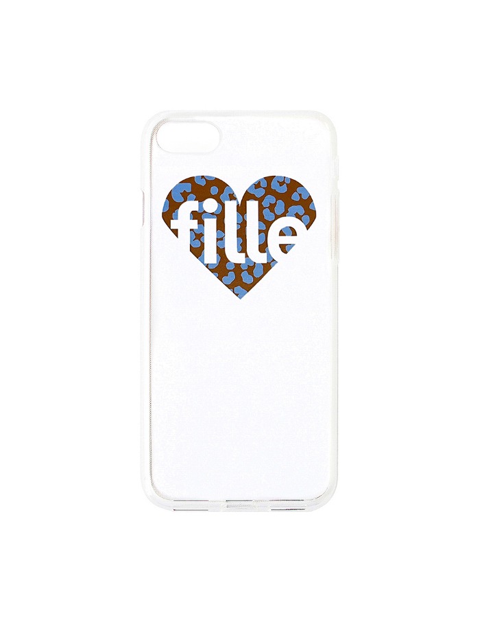 fille) 젤하드 Leopard Heart iPhone Case - Blue &amp; Brown