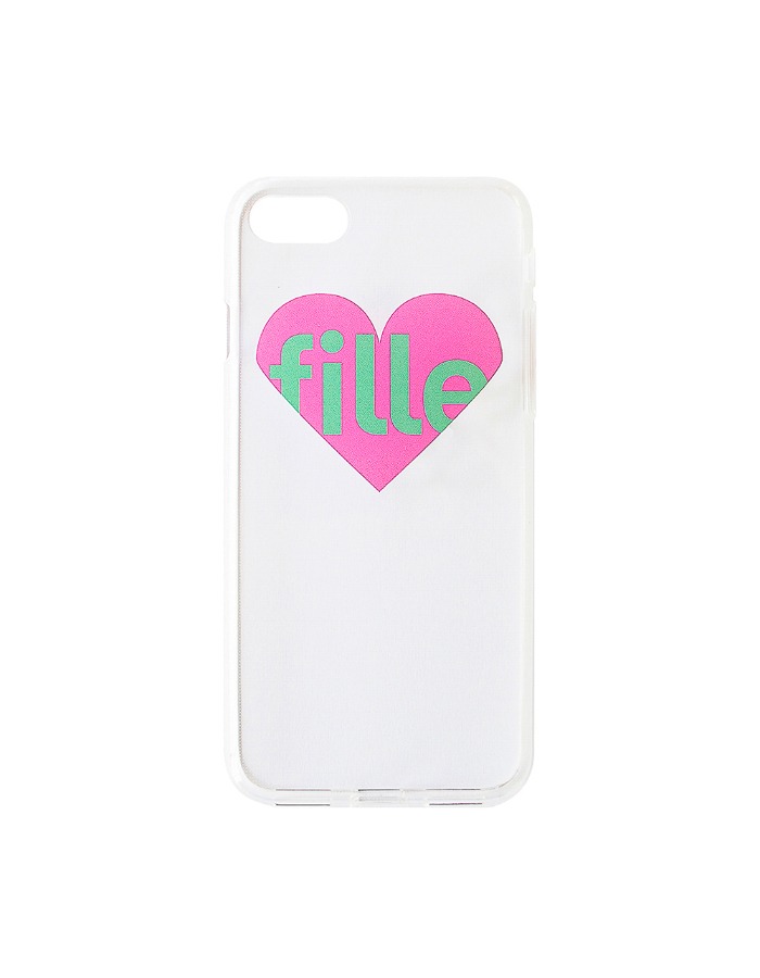 fille) 젤하드 Heart iPhone Case - Pink &amp; Mint