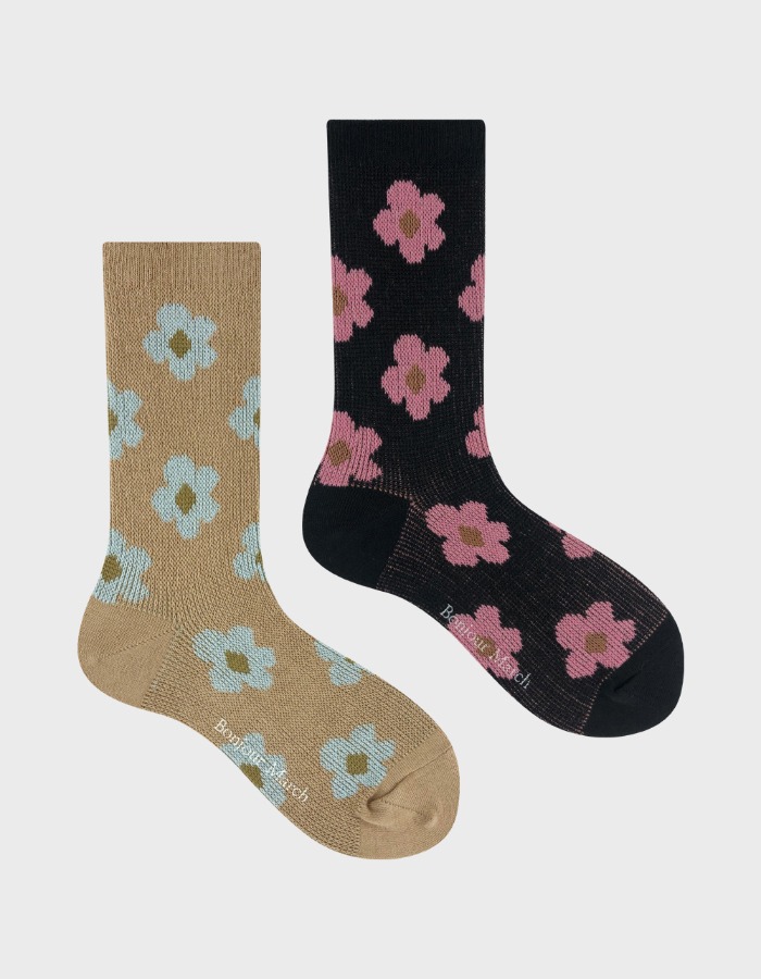 Bonjour March) New black pink socks (2Color)