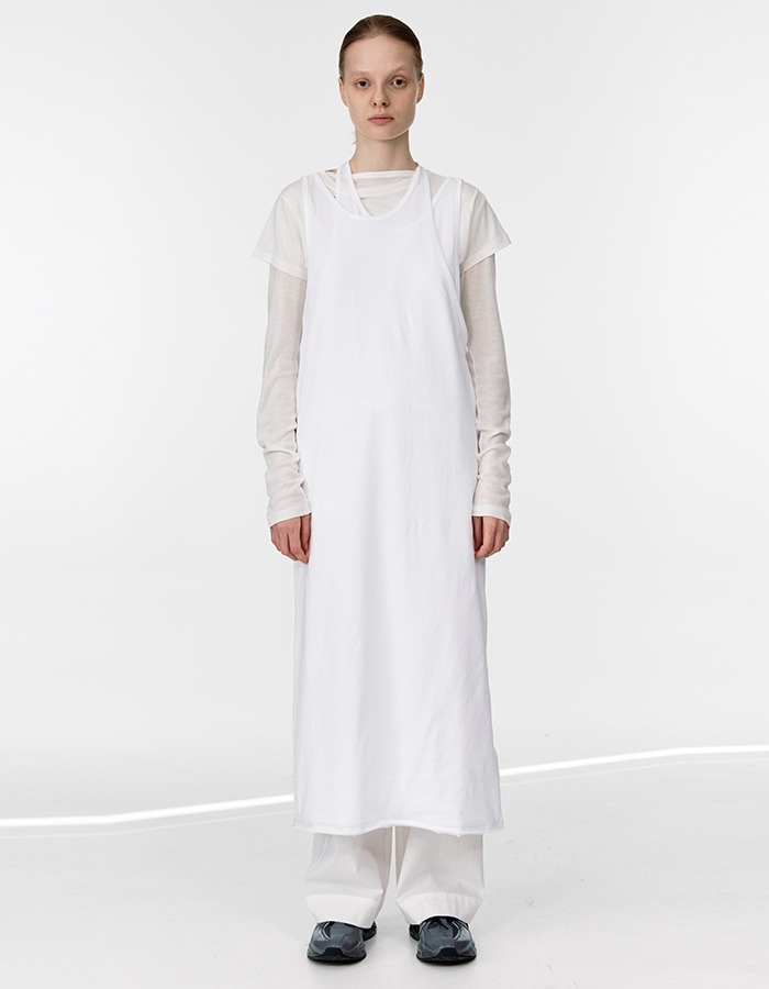 REPOS) LAYERED LONG DRESS (WHITE)