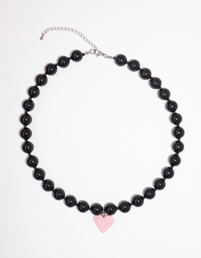 fille) Heart Necklace - Black Onyx