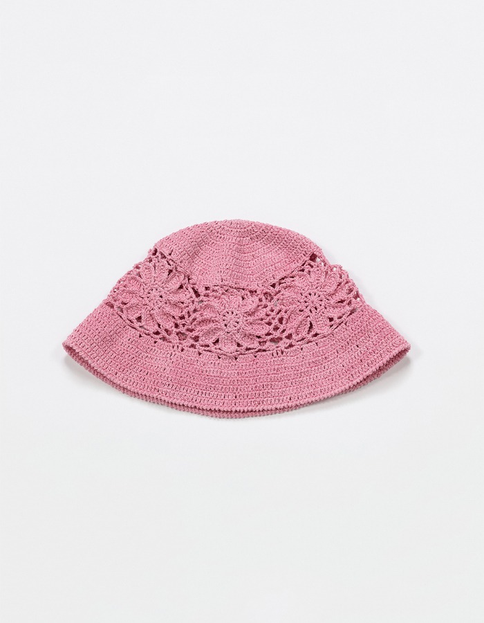 BOCBOK) Flower Motif Bucket Hat _ Pink