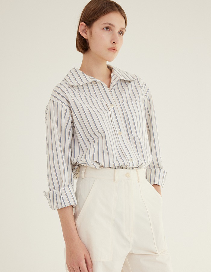 tolo) Relaxed Stripe Shirt (Blue) 2차 재입고