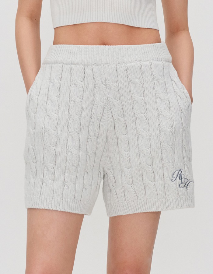 RE RHEE) CABLE KNIT SHORTS MINT