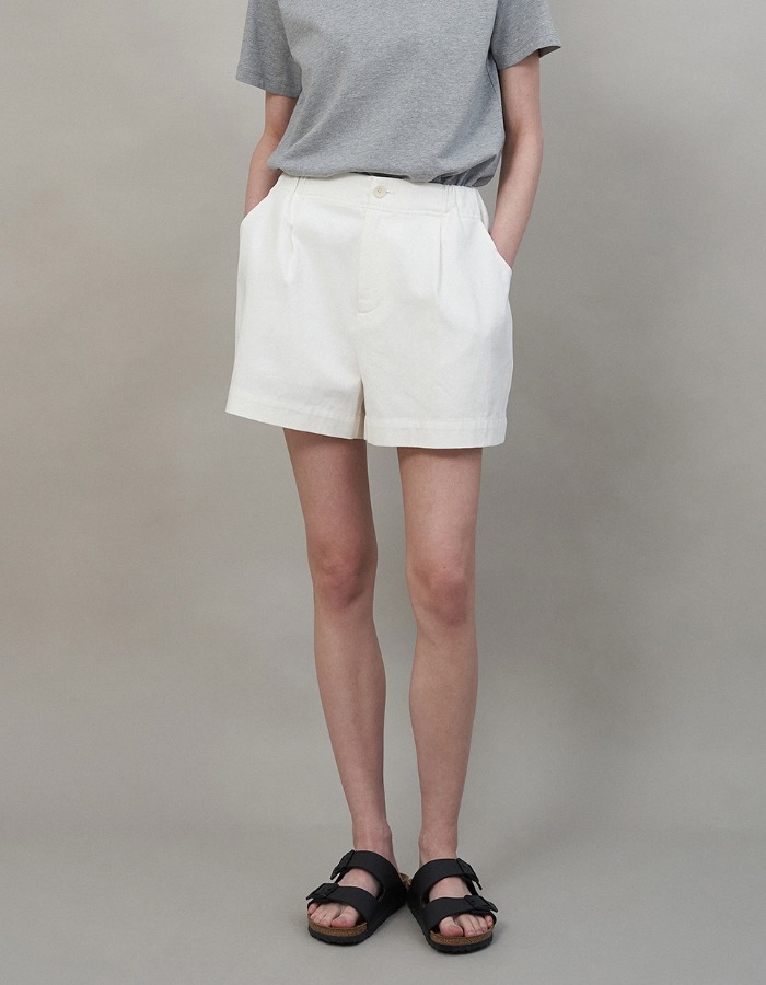 FLUID) Cotton Banding Shorts (Ivory)